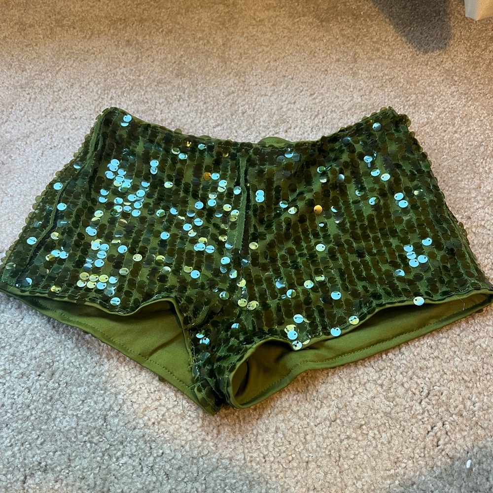 Green Sequin Shorts